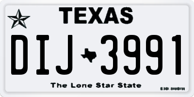 TX license plate DIJ3991
