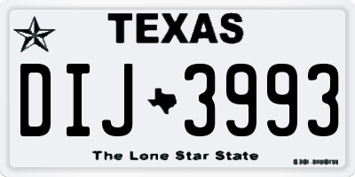 TX license plate DIJ3993