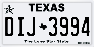 TX license plate DIJ3994