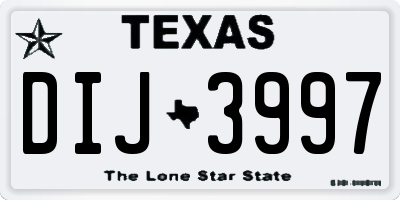 TX license plate DIJ3997