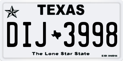 TX license plate DIJ3998