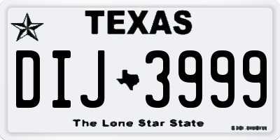 TX license plate DIJ3999