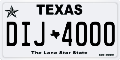 TX license plate DIJ4000