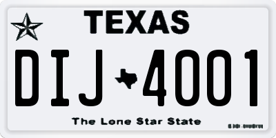 TX license plate DIJ4001