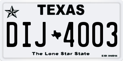 TX license plate DIJ4003
