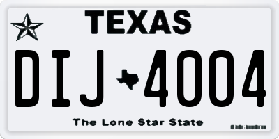 TX license plate DIJ4004
