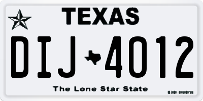 TX license plate DIJ4012