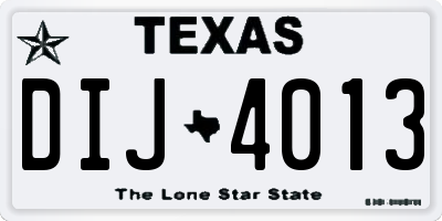 TX license plate DIJ4013