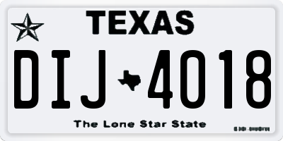 TX license plate DIJ4018