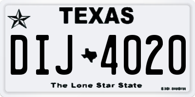TX license plate DIJ4020