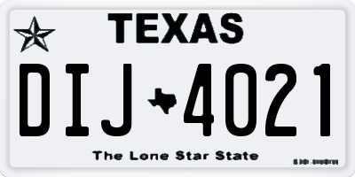 TX license plate DIJ4021