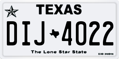 TX license plate DIJ4022
