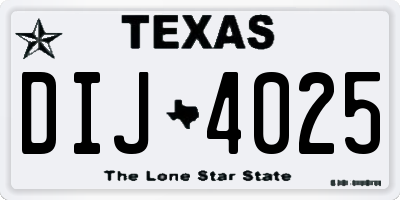 TX license plate DIJ4025