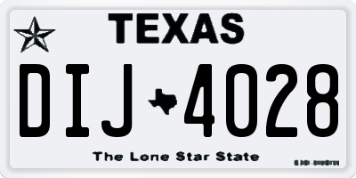 TX license plate DIJ4028