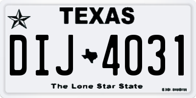 TX license plate DIJ4031