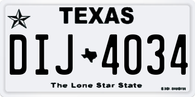 TX license plate DIJ4034