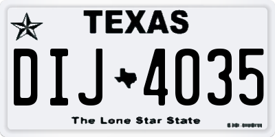 TX license plate DIJ4035