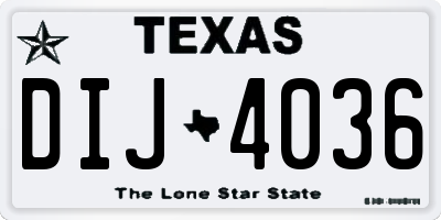 TX license plate DIJ4036