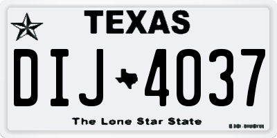 TX license plate DIJ4037