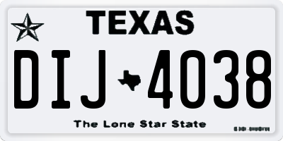 TX license plate DIJ4038