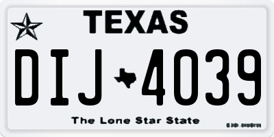 TX license plate DIJ4039