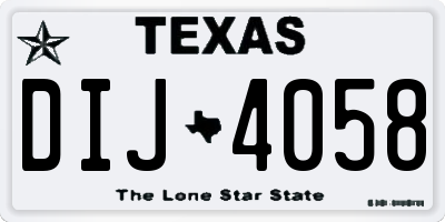 TX license plate DIJ4058