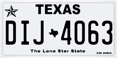 TX license plate DIJ4063