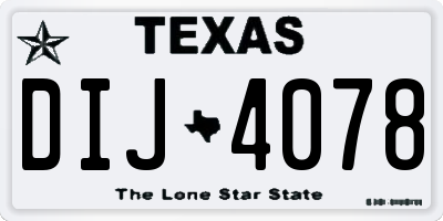 TX license plate DIJ4078