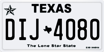 TX license plate DIJ4080