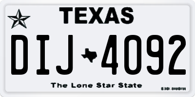 TX license plate DIJ4092