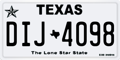 TX license plate DIJ4098