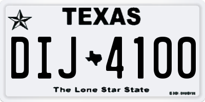 TX license plate DIJ4100