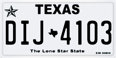 TX license plate DIJ4103