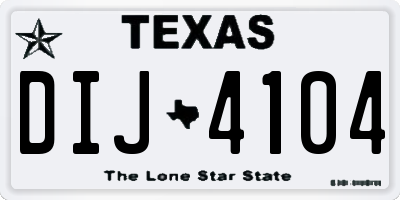 TX license plate DIJ4104
