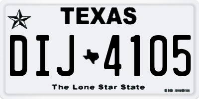 TX license plate DIJ4105