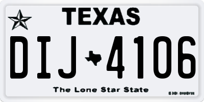 TX license plate DIJ4106