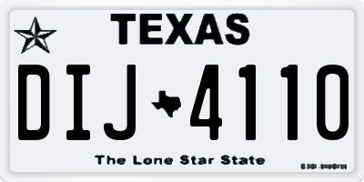 TX license plate DIJ4110