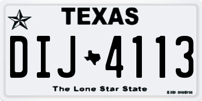TX license plate DIJ4113