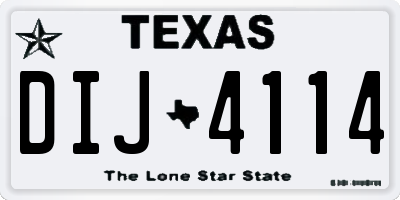 TX license plate DIJ4114