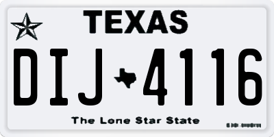 TX license plate DIJ4116