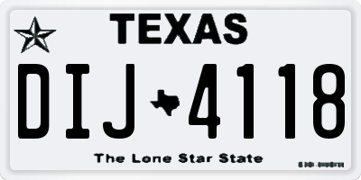 TX license plate DIJ4118