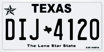 TX license plate DIJ4120