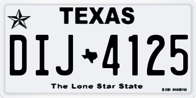 TX license plate DIJ4125