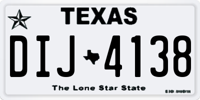 TX license plate DIJ4138