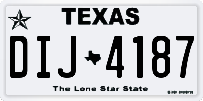 TX license plate DIJ4187
