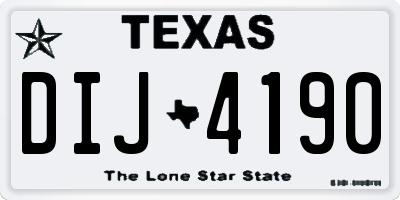 TX license plate DIJ4190