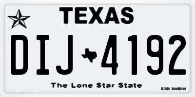 TX license plate DIJ4192