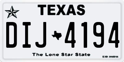 TX license plate DIJ4194