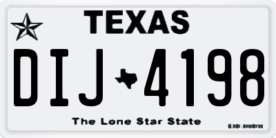 TX license plate DIJ4198