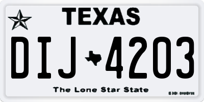 TX license plate DIJ4203